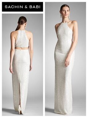 SACHIN & BABI Morgan Halter Cutout Sequin Dress